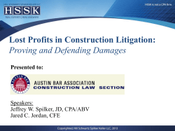 Lost Profits in Construction Litigation: Proving and