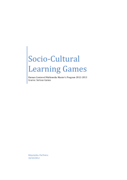 Socio-Cultural Learning Games - Department of Computer Science