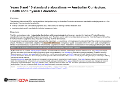 Years 9 and 10 standard elaborations * Australian Curriculum