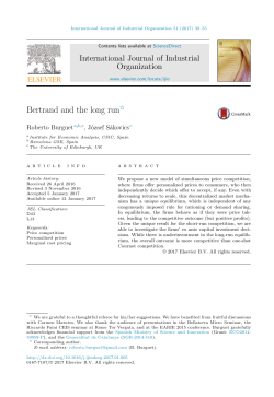 Bertrand and the long run - School of Economics Home Pages Server