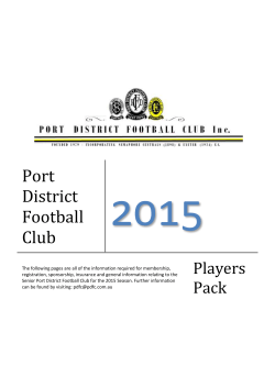 2015 Players Pack 2015 - Port District Football Club
