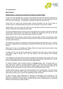 15th January 2015 Media Release Holiday Kitchen