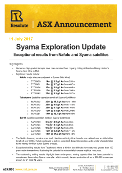 RSG Syama Exploration Update