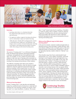 Review of Learning Styles Theory: Implications for Adult Educators