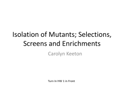 Isolation of Mutants
