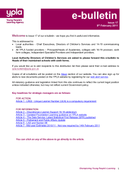 YPLA e-Bulletin issue 17, 9th February 2011