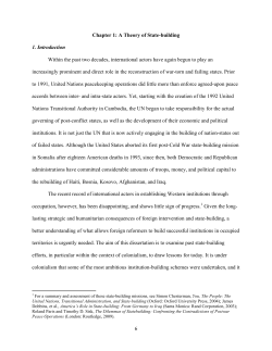 6 Chapter 1: A Theory of State-building 1. Introduction Within the