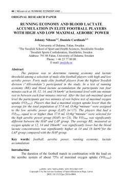 running economy and blood lactate accumulation in elite football