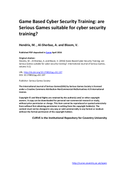 are Serious Games suitable for cyber security training?