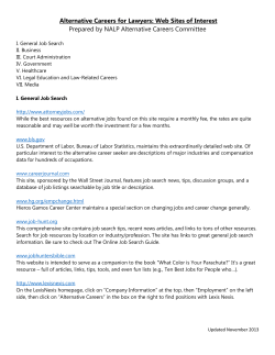 Alternative Careers for Lawyers: Web Sites of Interest Prepared by