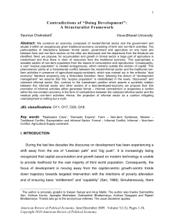 Contradictions of &ldquo;Doing Development&rdquo;: A Structuralist Framework