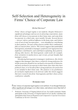 Self-Selection and Heterogeneity in Firms` Choice of Corporate Law