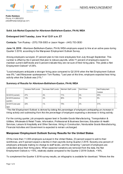 Solid Job Market Expected for Allentown-Bethlehem-Easton, PA