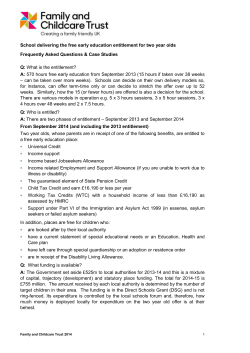 School delivering the free early education entitlement for two year