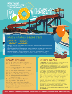 MENU options party cabana VENUE fees $300 $350 PARTY notes