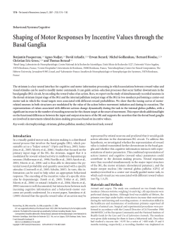 Shaping of Motor Responses by Incentive Values - Research