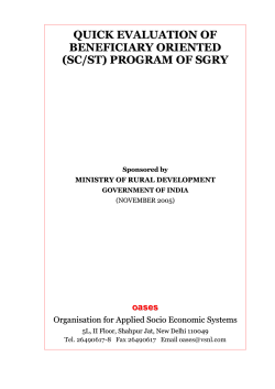 SGRY-SC/ST Report - Ministry of Rural Development