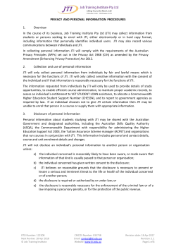 PRIVACY AND PERSONAL INFORMATION PROCEDURES 1