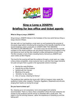 Box Office and Ticket Agents Briefing - Sing-a-Long-a