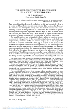 the cost-profit-output relationship in a soviet industrial firm