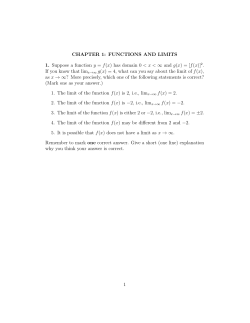 FUNCTIONS AND LIMITS 1. Suppose a function y = f(x)