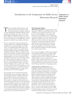 Introduction to the Symposium on Public Service Motivation Research