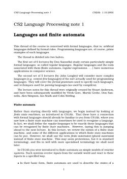 CS2 Language Processing note 1 Languages and finite automata
