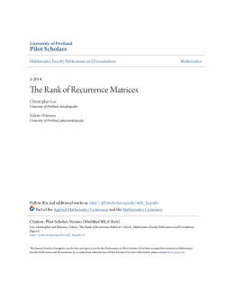 The Rank of Recurrence Matrices - Pilot Scholars