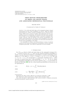 FIRST RETURN PROBABILITIES OF BIRTH AND DEATH CHAINS