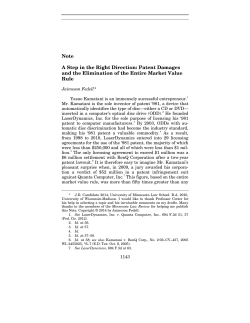 Patent Damages and the Elimination of the Entire Market Value Rule