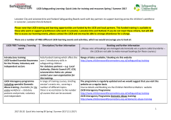 LSCB Training Quick Links Spring -Summer 2017