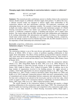 Managing supply chain relationships in construction industry