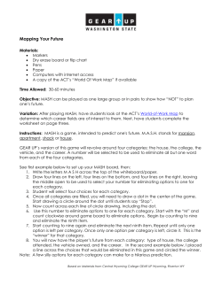 Mapping Your Future MASH Game