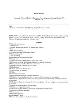 Biosecurity (National Bovine Tuberculosis Pest Management