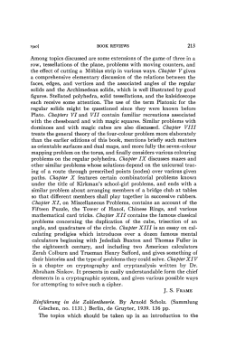 213 Among topics discussed are some extensions of the game of