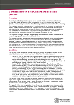 Confidentiality in a recruitment and selection process