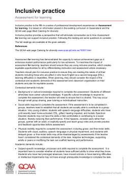 Assessment for learning * Inclusive practice