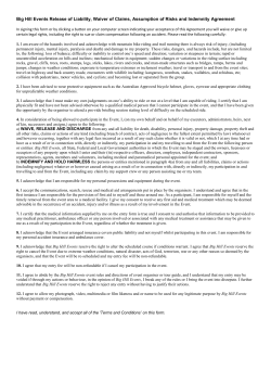Big Hill Events Release of Liability, Waiver of Claims, Assumption of