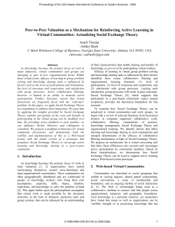 Peer-to-Peer Valuation As a Mechanism for Reinforcing Active