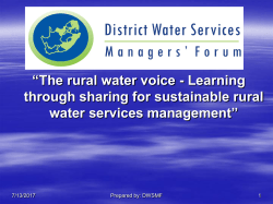 District Water Services Managers` Forum Presentation