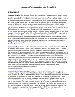 Summary of Ten Occupations in the Energy Field DEMAND SIDE