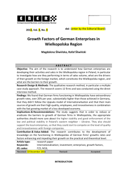 Growth Factors of German Enterprises in Wielkopolska Region