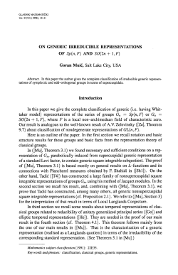 ON GENERIC IRREDUCIBLE REPRESENTATIONS Goran Muic