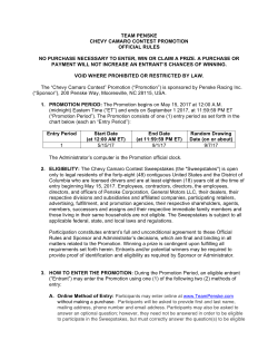 team penske chevy camaro contest promotion official rules no