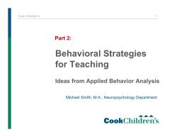 Behavioral Strategies for Teaching