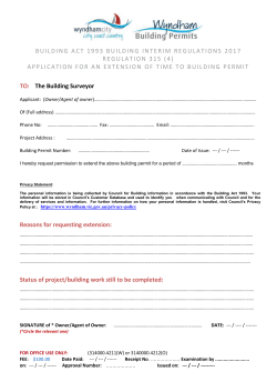Building - Application for an Extension of Time to