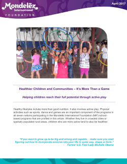 Healthier Children and Communities &ndash; It`s More Than a Game