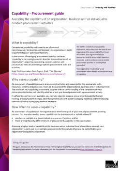 The capability assessment - Victorian Government Purchasing Board