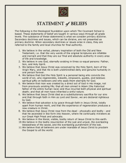 Statement of Beliefs - The Covenant School