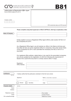 B81 Form - Form for Registration as Registered Office Agent